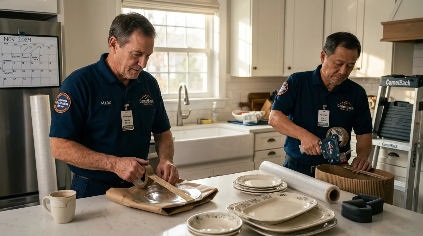 Professional crew packing kitchen dishware in Cicero, IL